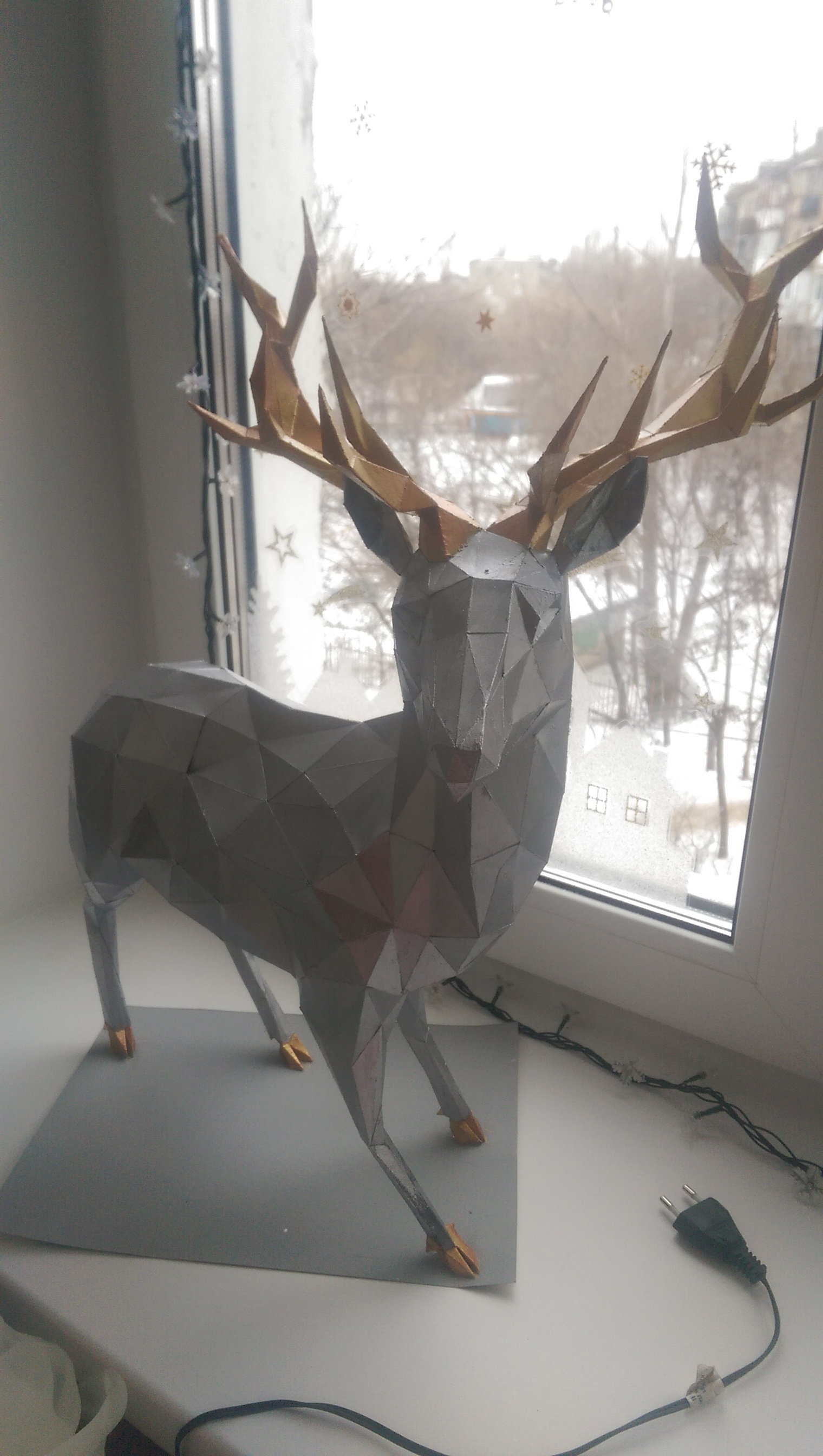 My second experience in pepakura, tried very hard - My, Pepakura, Deer, My, Diligence, Papercraft, Deer