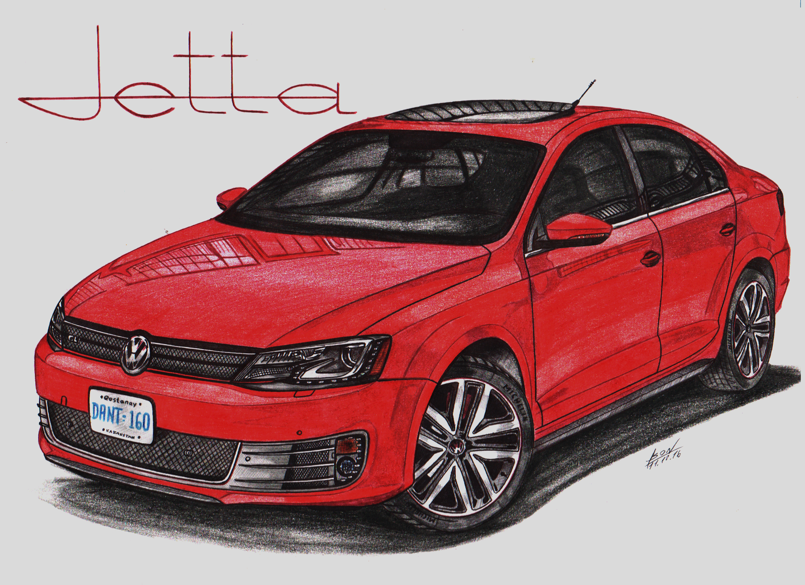 My Volkswagen Jetta - Watercolor pencils, Volkswagen Jetta, Volkswagen, Auto, Art, Drawing, My