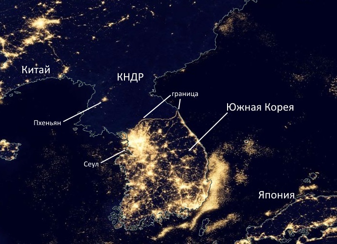 Ночная Россия из космоса