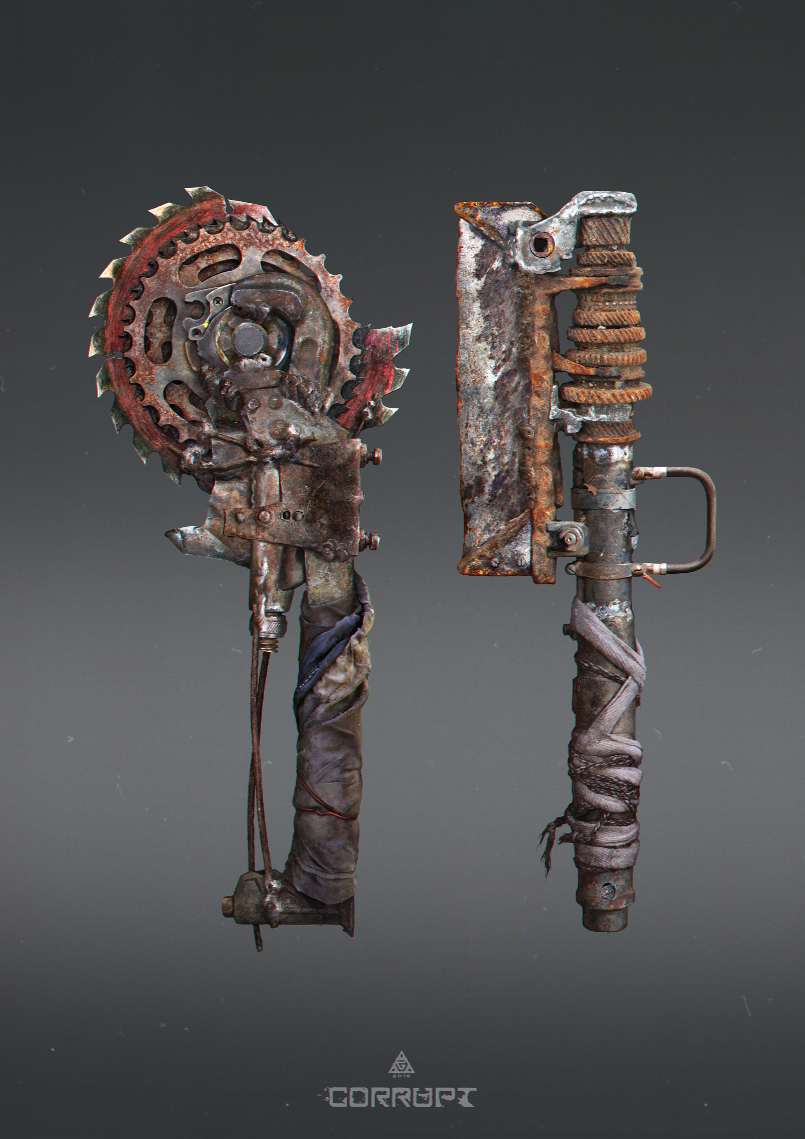 Post-apocalyptic weapons - My, My, Art, Games, Longpost, Weapon, Drawing, Concept, Post apocalypse