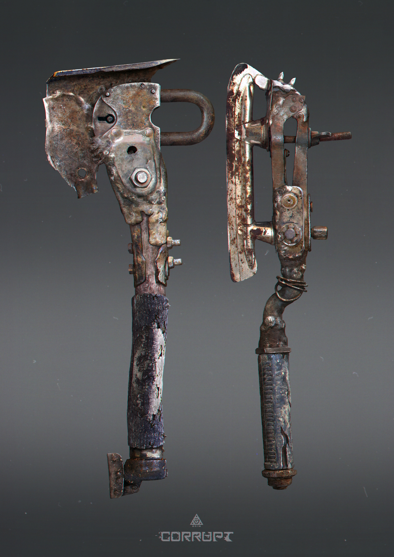 Post-apocalyptic weapons - My, My, Art, Games, Longpost, Weapon, Drawing, Concept, Post apocalypse