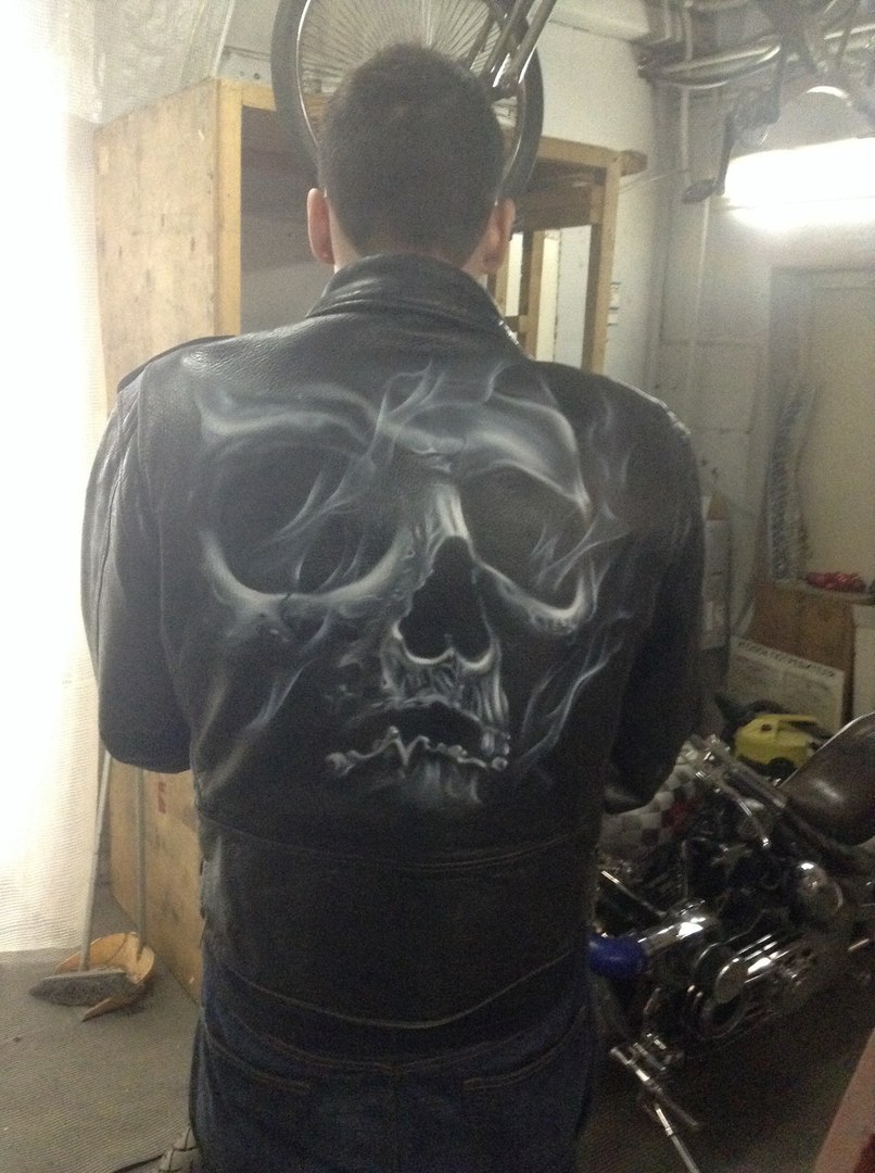 Skull on leather jacket :) - My, Scull, FCM, Kosukha