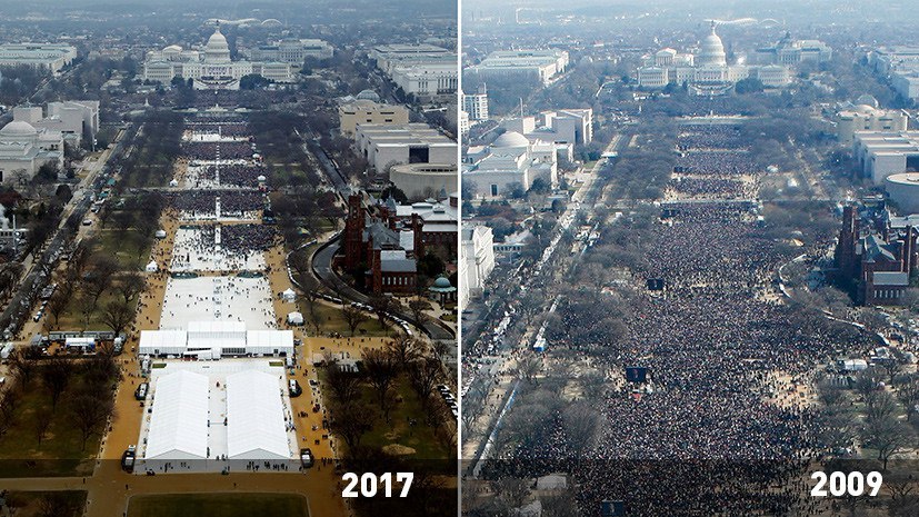 Comparison of the Capitol during the inauguration of Trump and Obama - US elections, Politics, Capitol