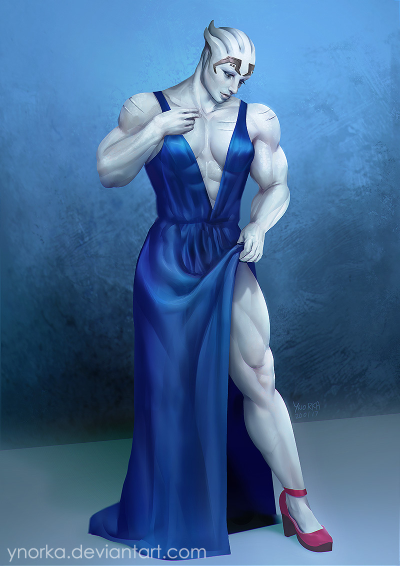 Strong Azari - Strong girl, Muscleart, Mass effect, Ynorka, Longpost