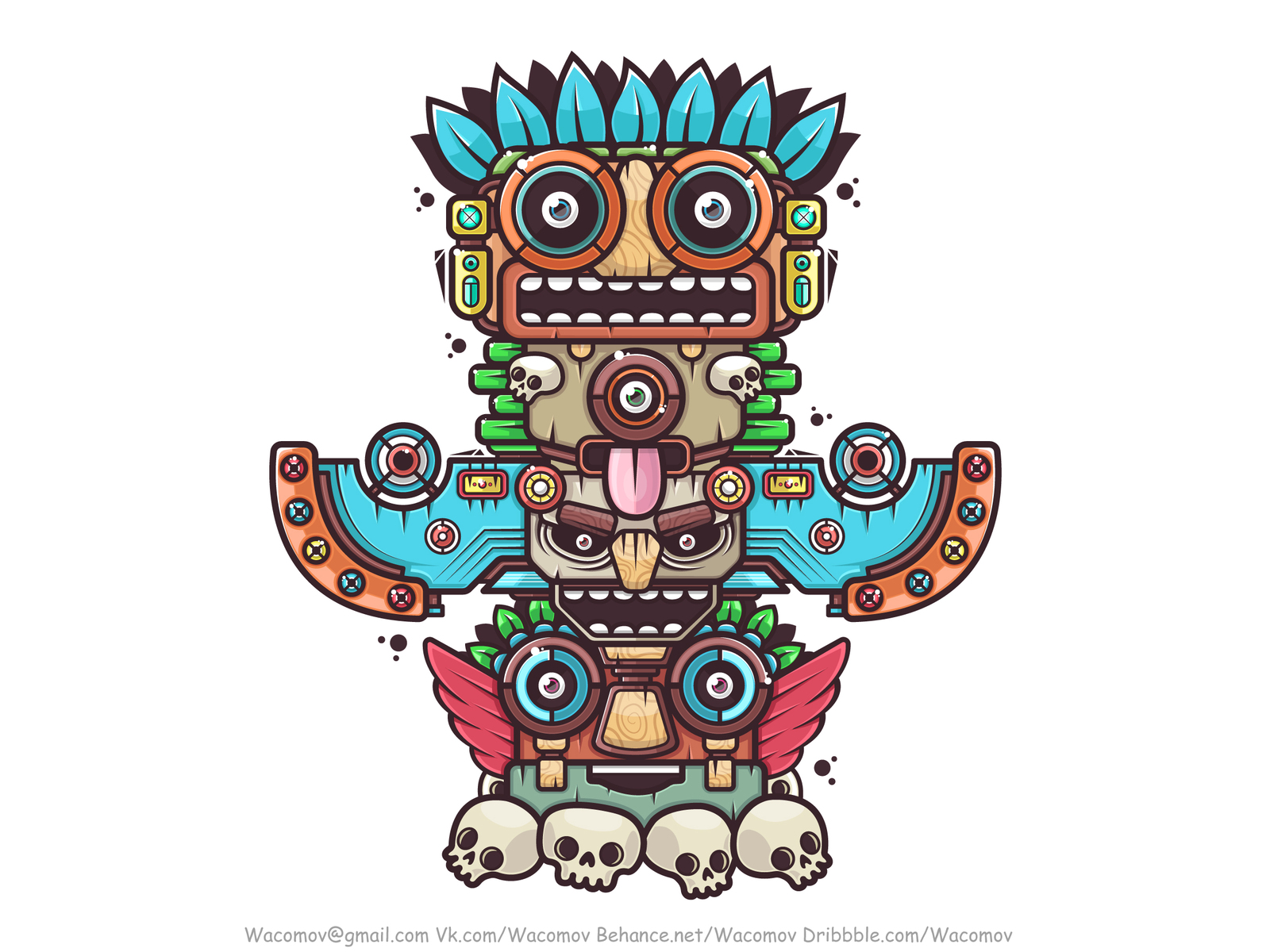 Totems 2! - My, Art, Drawing, Vector, , Adobe illustrator, Style, Illustrations, Totem