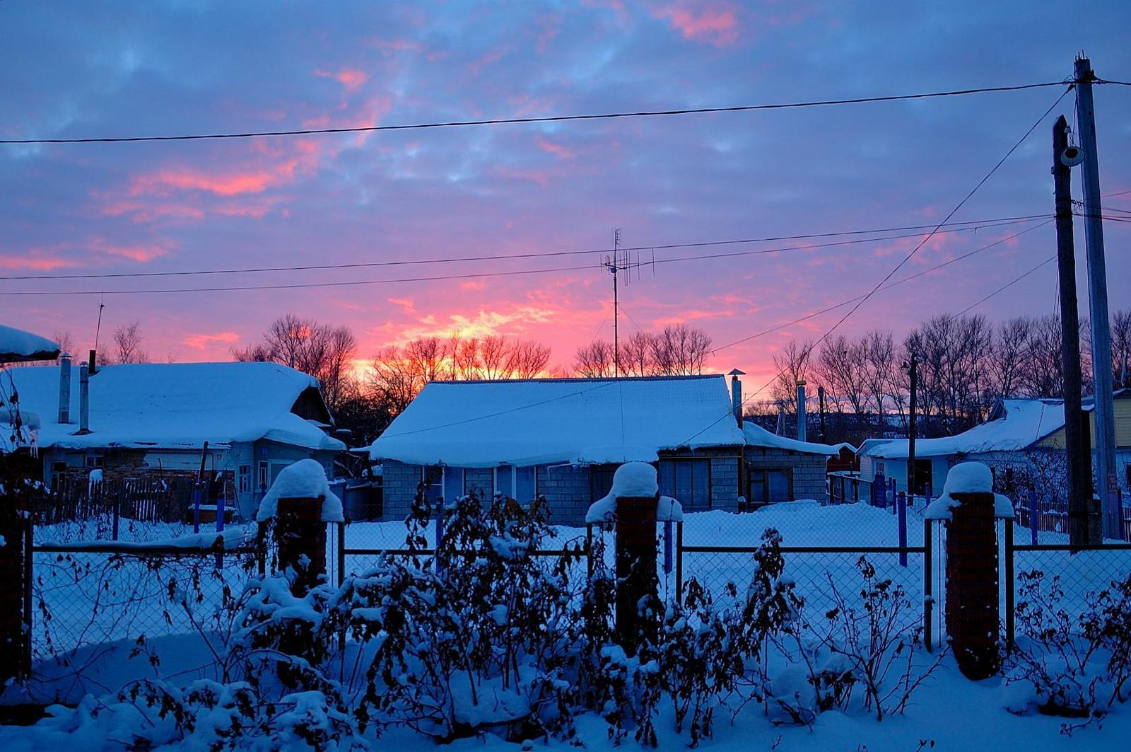 Where did winter come from... - Not mine, Photo, Winter, Sunset, Longpost