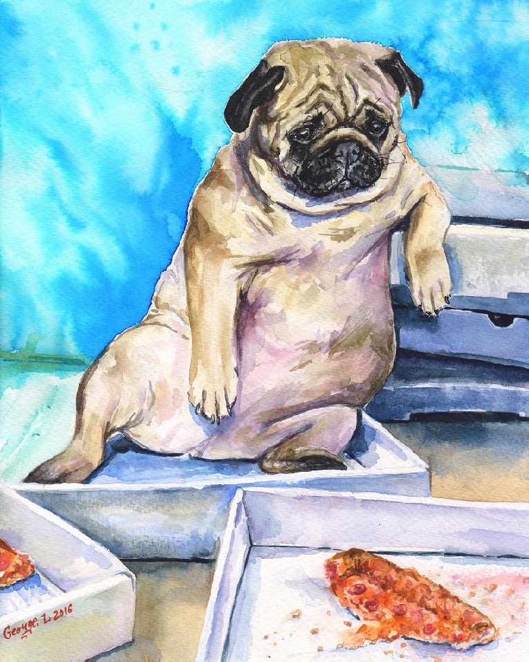 Hi all! My name is George. I wanted to introduce you to my works in watercolor) I hope they will cheer you up today :) - My, Oil painting, Watercolor, Animals, Milota, Dog, The Bears, a lion, Longpost