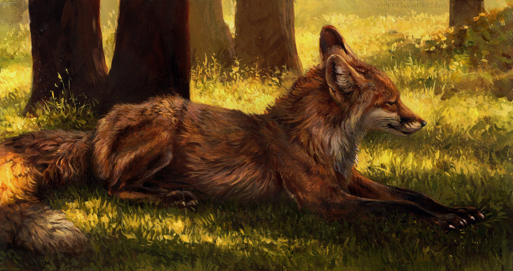 Art by kenket. Foxes. [deviant art] - Deviantart, Art, Fox, Animals, Longpost, A selection, Kenket