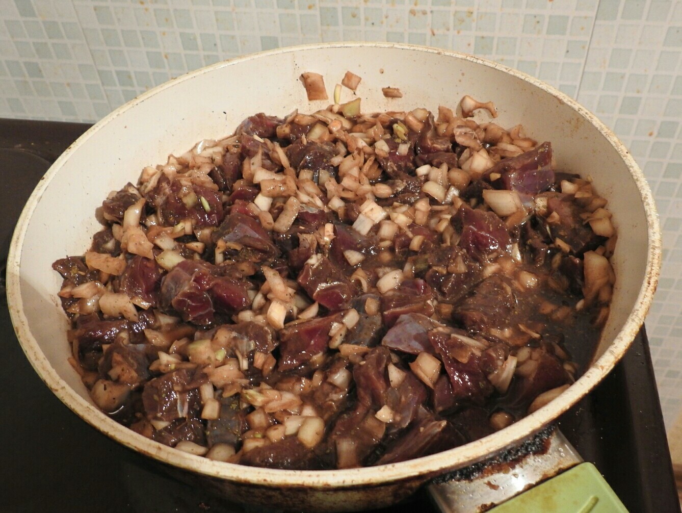 Braised venison with mushrooms - My, Venison, Layman, Longpost, Incompetence