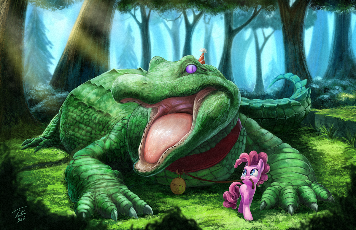 Don't worry, he has no teeth! - gummy, Pinkie pie, PonyArt, My little pony