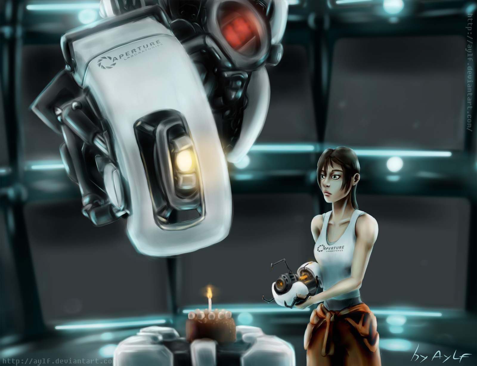 Ох, ты все же вернулась ко мне - Моё, Арт, Игры, Фан-Арт, Portal, Portal 2, GLaDOS, Chell, SAI