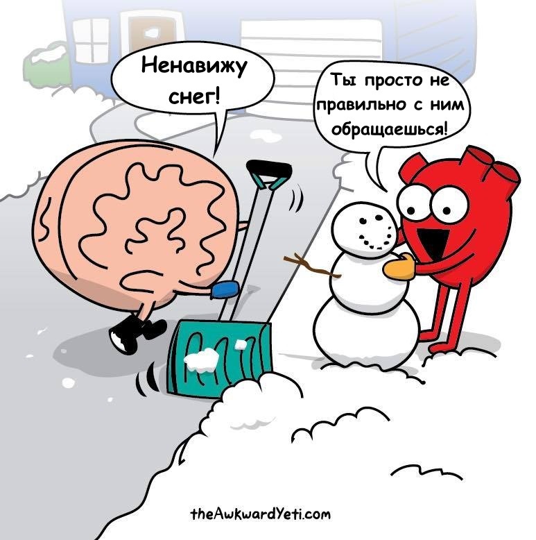 About snow - Awkward yeti, Brain, Heart, Comics