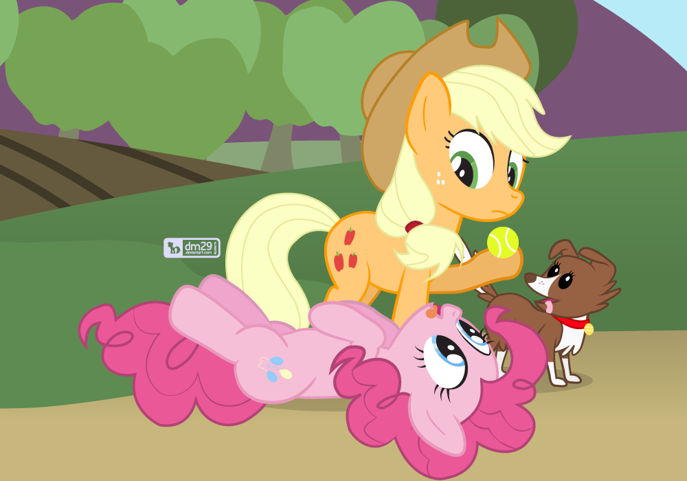 Give me the ball! - My little pony, Applejack, Pinkie pie, Winona, Dm29