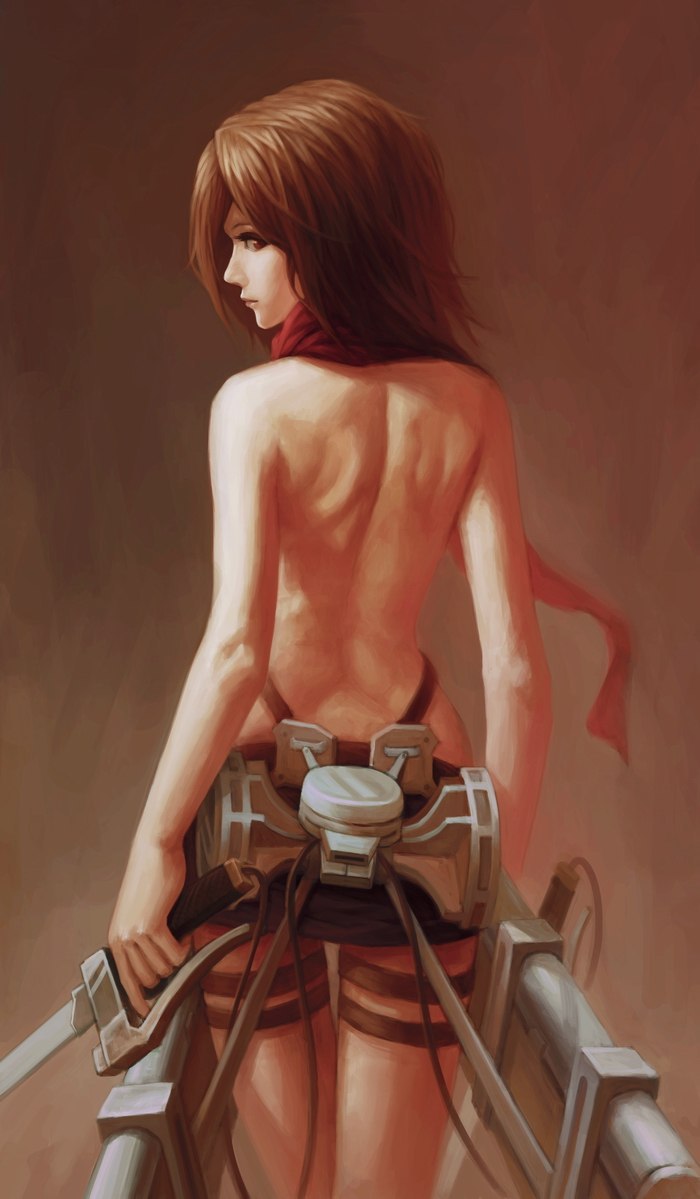 Mikasa - NSFW, Аниме, Anime Art, Атака Титанов, Mikasa Ackerman, Длиннопост