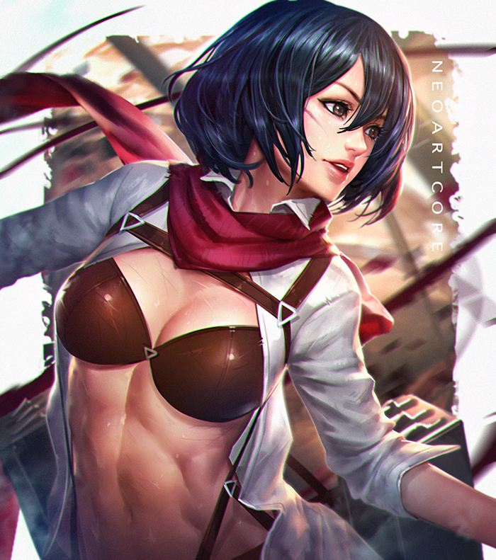 Mikasa - NSFW, Аниме, Anime Art, Атака Титанов, Mikasa Ackerman, Длиннопост