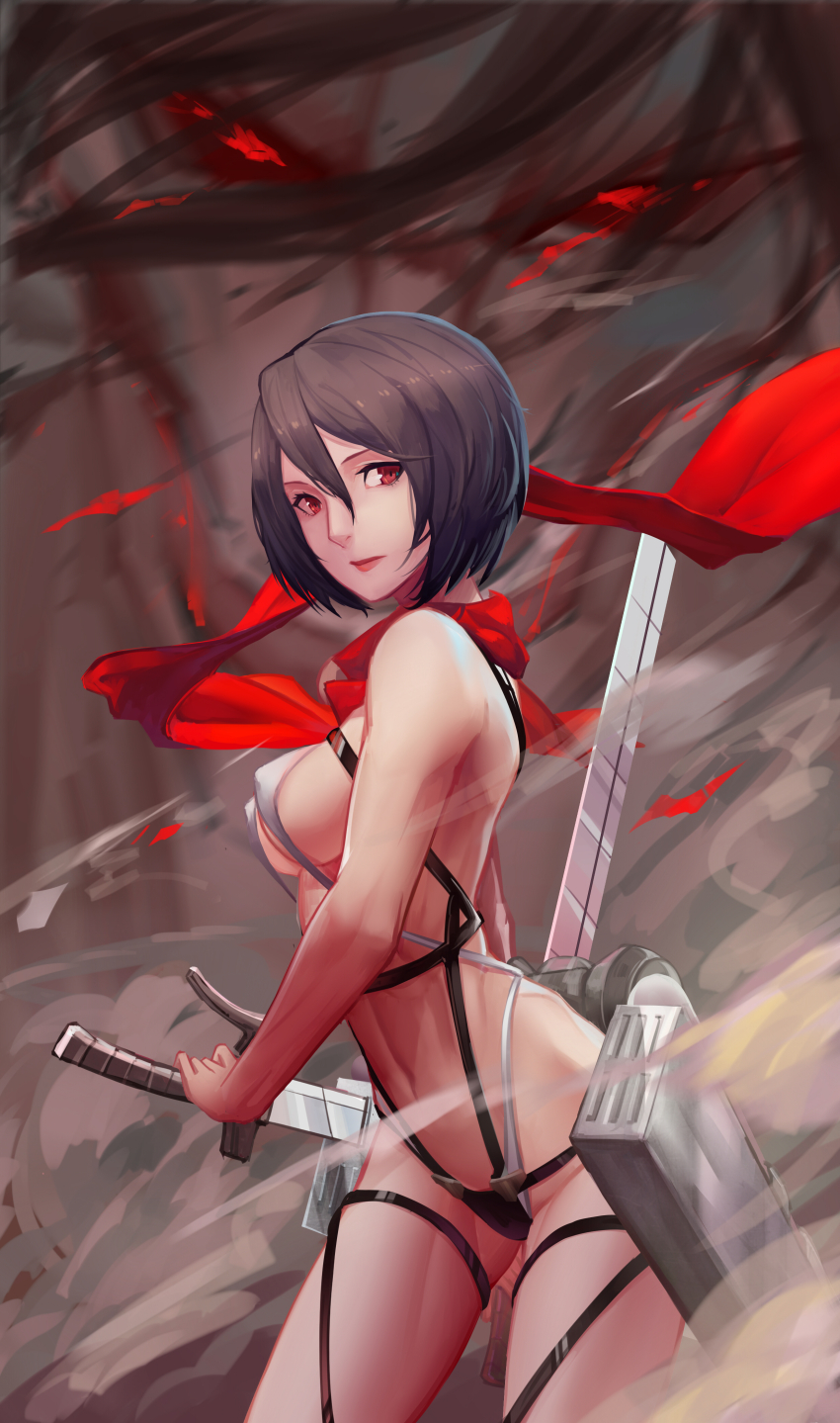 Mikasa - NSFW, Аниме, Anime Art, Атака Титанов, Mikasa Ackerman, Длиннопост