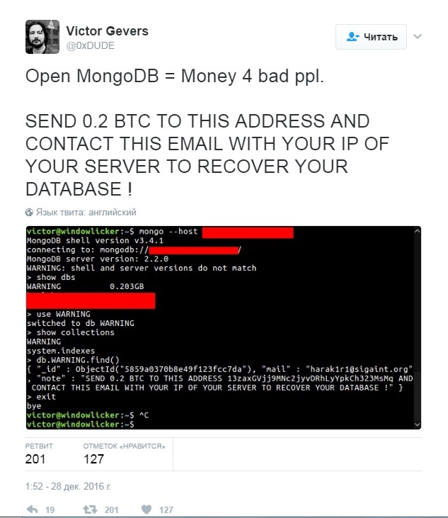 Kind hacker warns owners about attacks on their servers - Hackers, Warning, Attack, Server, Database, Message, Longpost