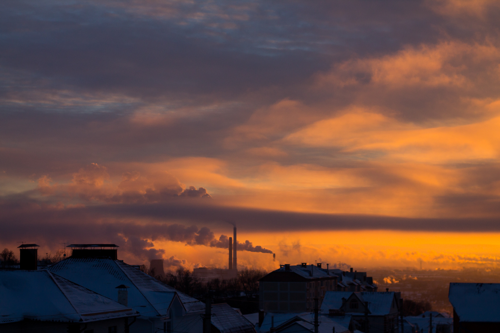 Frosty sunset - My, Sunset, Ulyanovsk, freezing, Sky