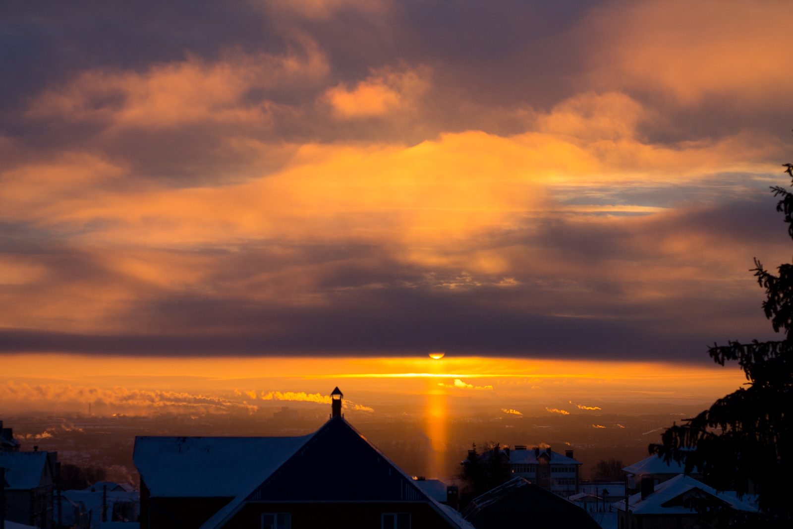 Frosty sunset - My, Sunset, Ulyanovsk, freezing, Sky