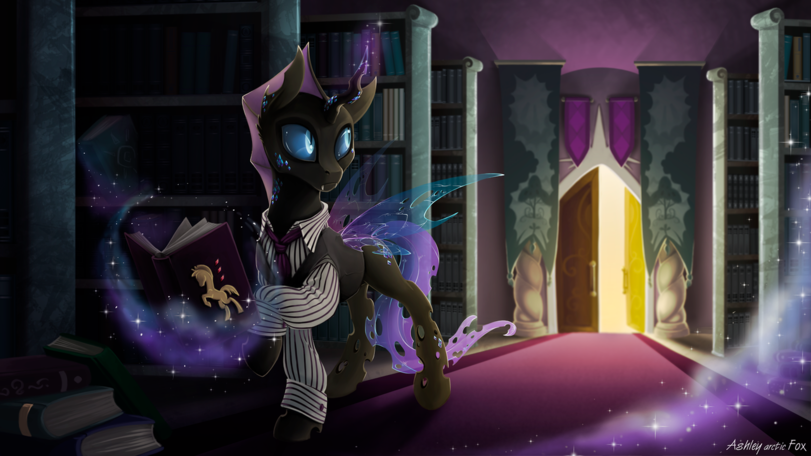 Dark gloomy corridor, I'm on tiptoe like a thief... - My little pony, Original character, Changeling, PonyArt