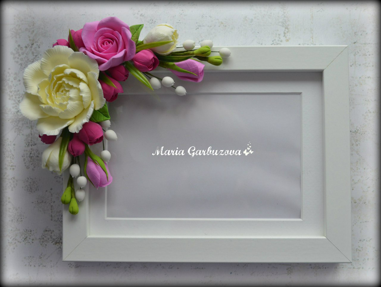 Photo frames decorated with handmade flowers made of polymer clay - My, Handmade, Polymer floristry, Photo Frame, Longpost, Children