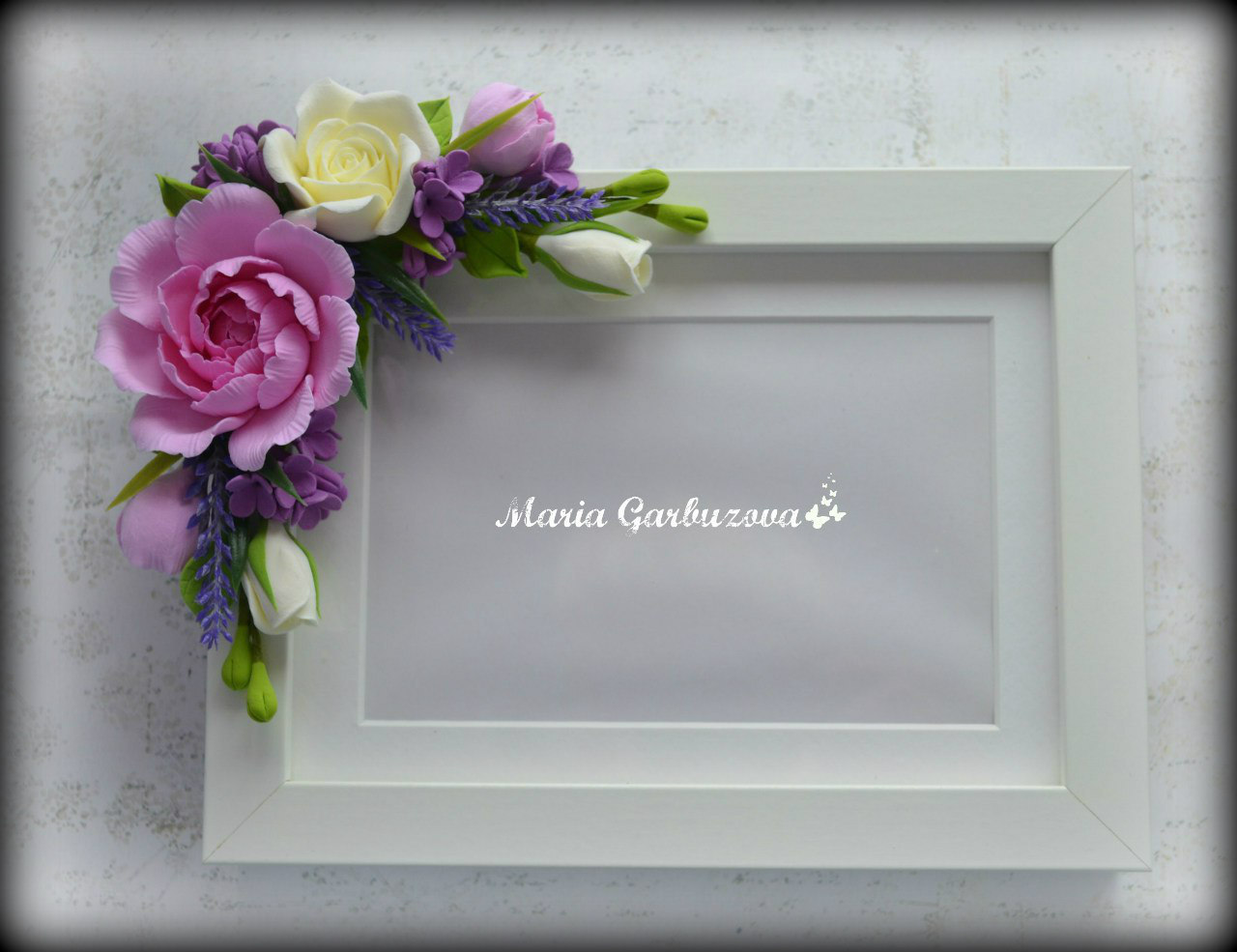 Photo frames decorated with handmade flowers made of polymer clay - My, Handmade, Polymer floristry, Photo Frame, Longpost, Children