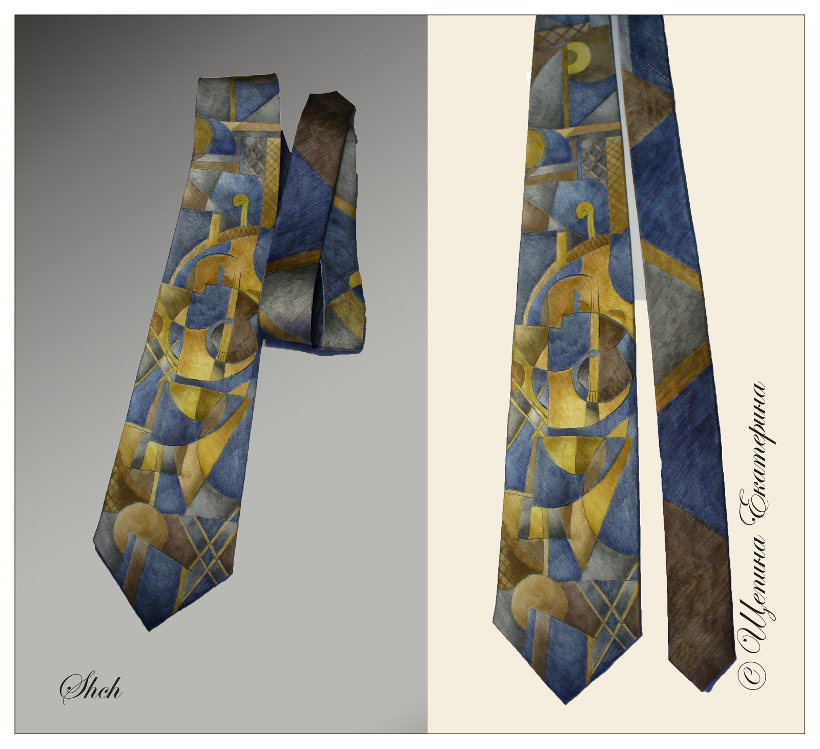 Silk ties with author's painting - My, Tie, Painting, Longpost