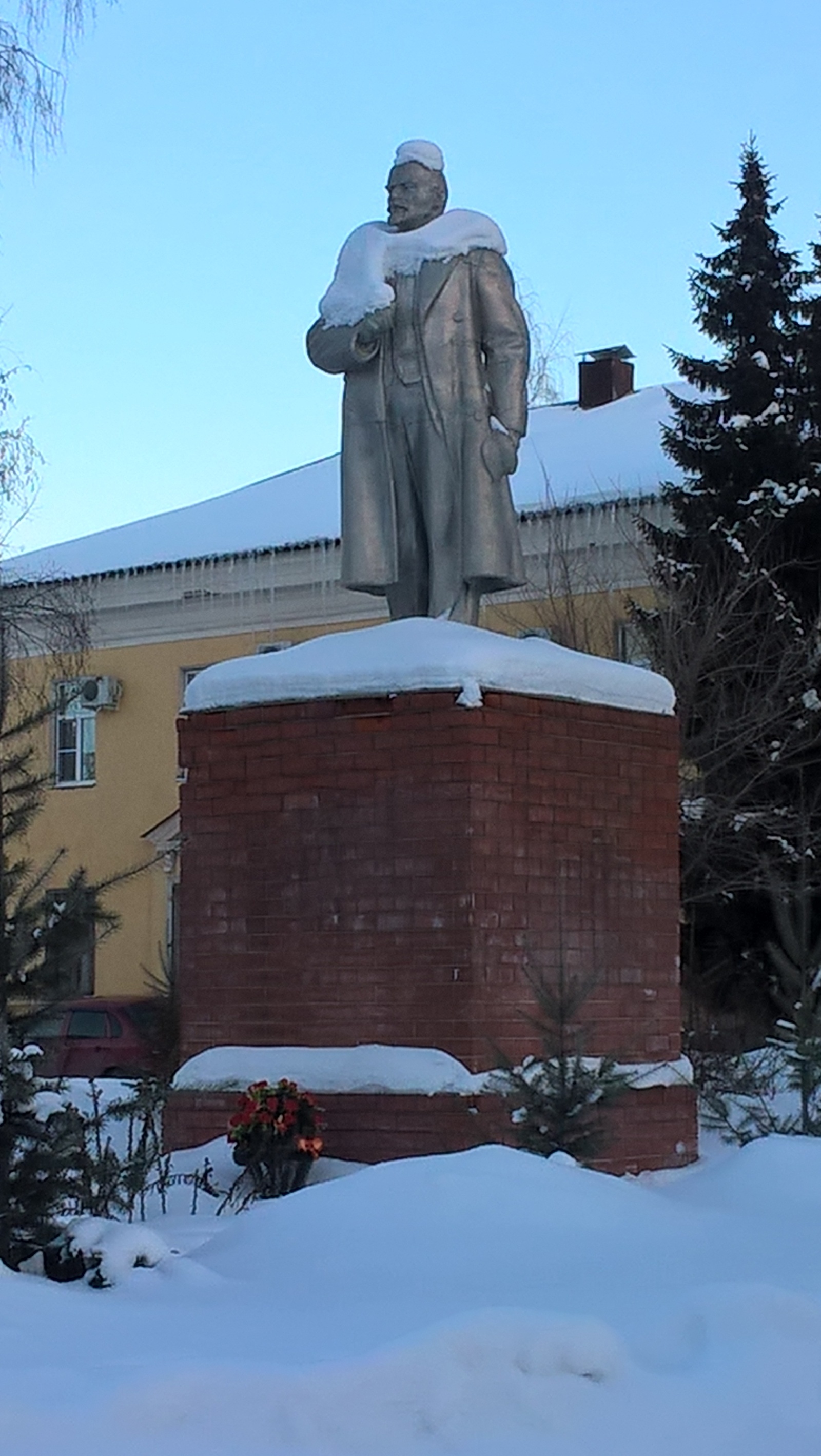 А у нас матушка-зима одела Ленина в шапку и шарф - Ленин, Снег, Воронеж, Вова надень шапку, И шарф