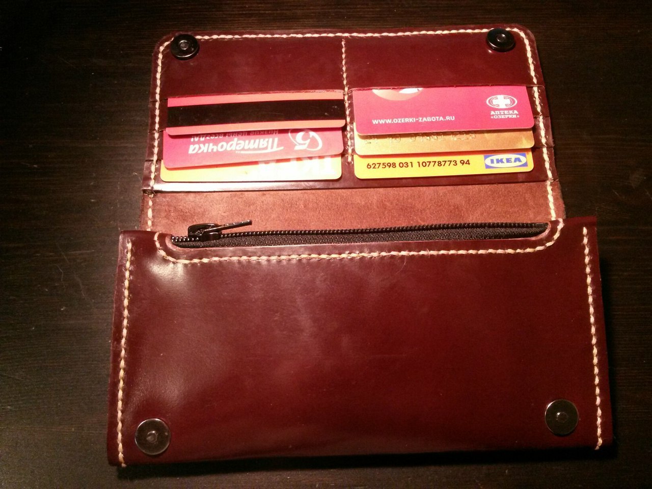 One of the first leather works - My, Leather, Leather, Purse, Wallet, Leather products, Handmade, Longpost