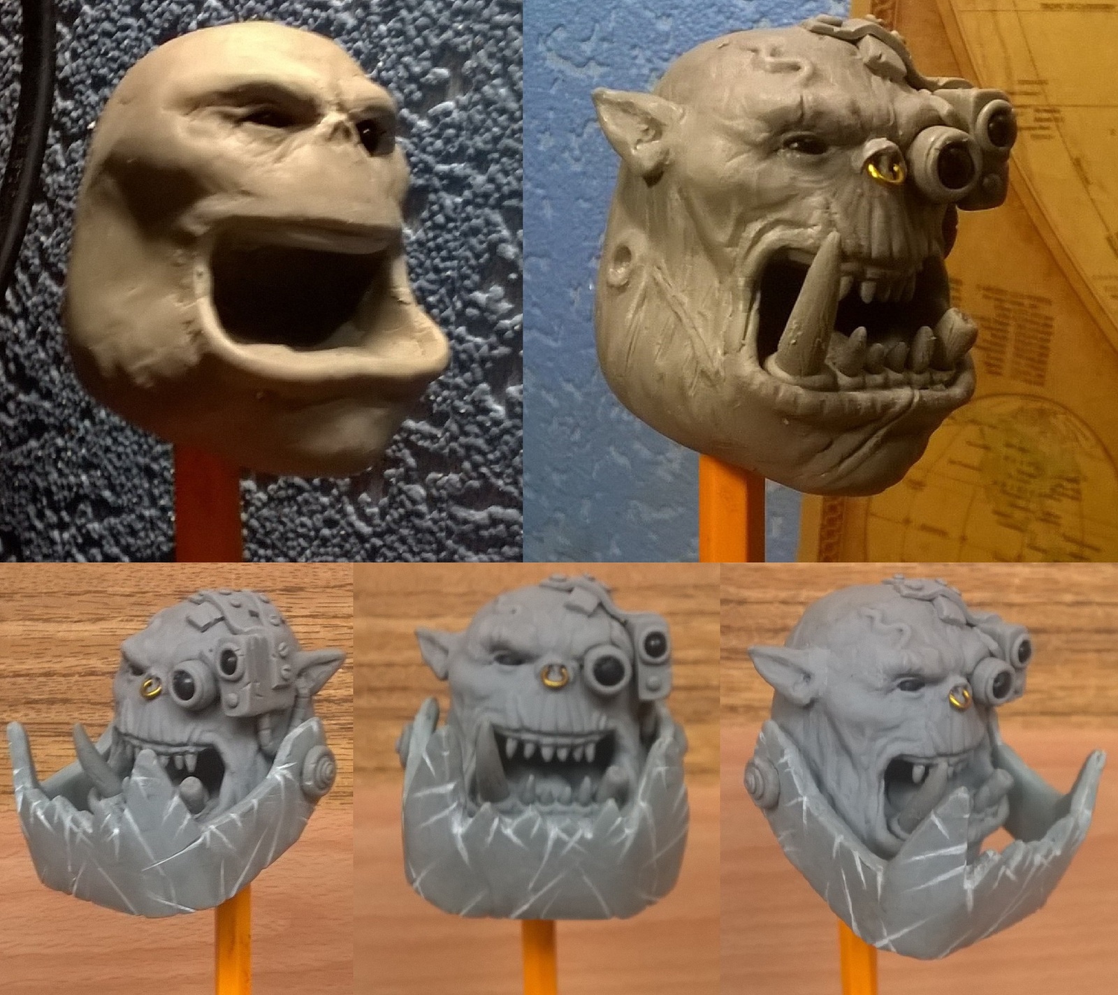 WAAAAGH! Part 1, modeling. - My, Warhammer 40k, Orcs, Лепка, Polymer clay, Figurines, Longpost