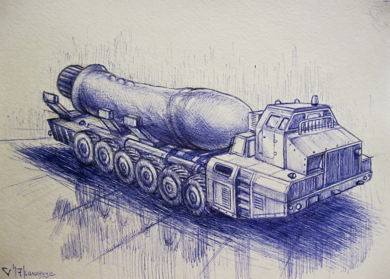 Рисунок танка шариковой ручкой