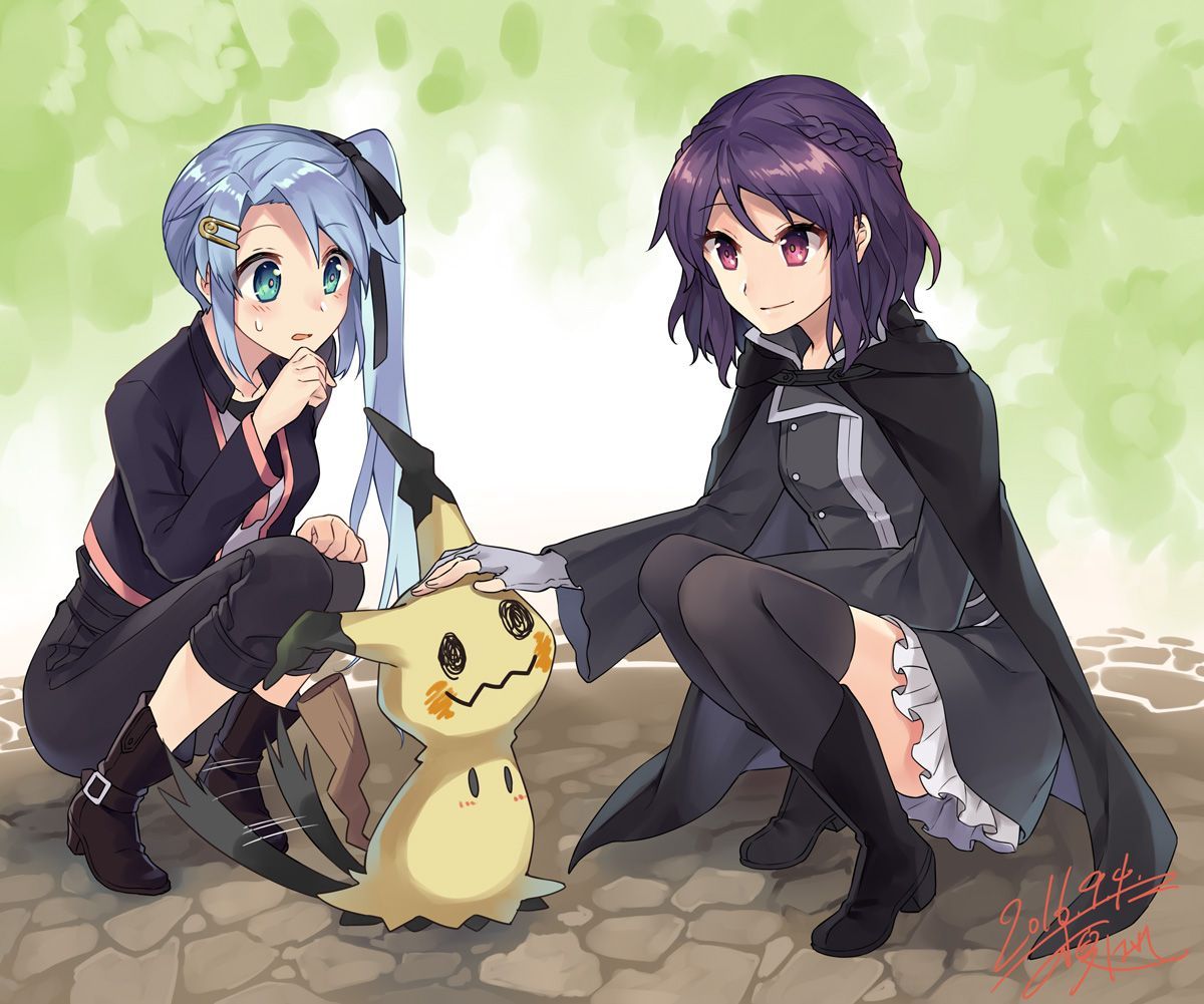 Ritona, Rune and Mimikyu - Визуальная новелла, Fault series, Ritona Reighnvhasta, Rune, Mimikyu, Anime Art, Аниме, Не аниме