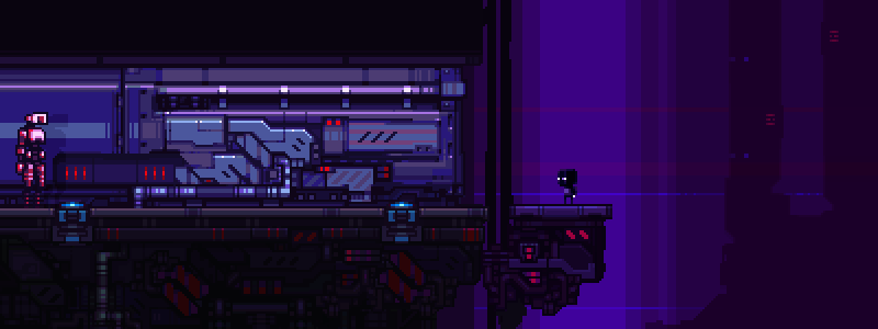 An unexpected meeting of old friends in the compartment for processing defective androids. - My, 5734l3r, , Pixel Art, Cyberpunk, Robot, Indie game, Pixel