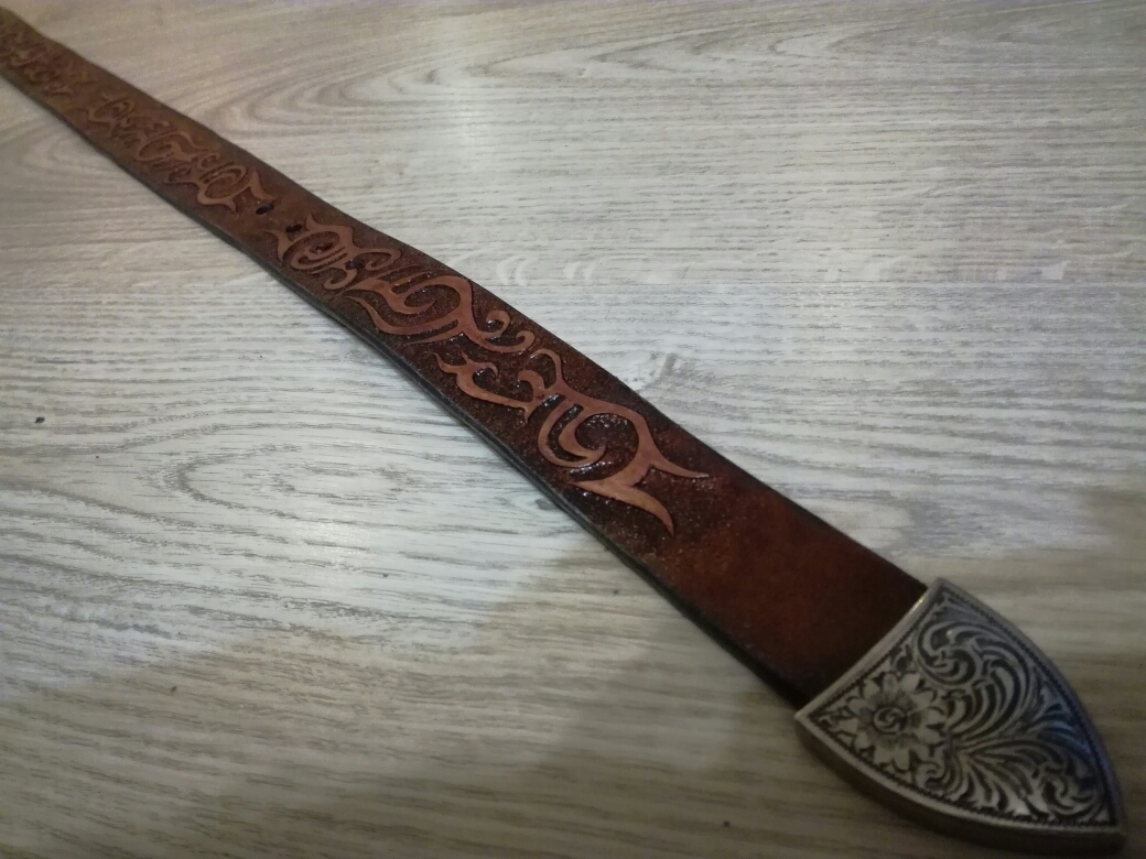 Embossed belt. - My, Embossing, Embossing on leather, Belt, Strap and leather, Handmade, Presents, Leather products, The Dragon, Longpost