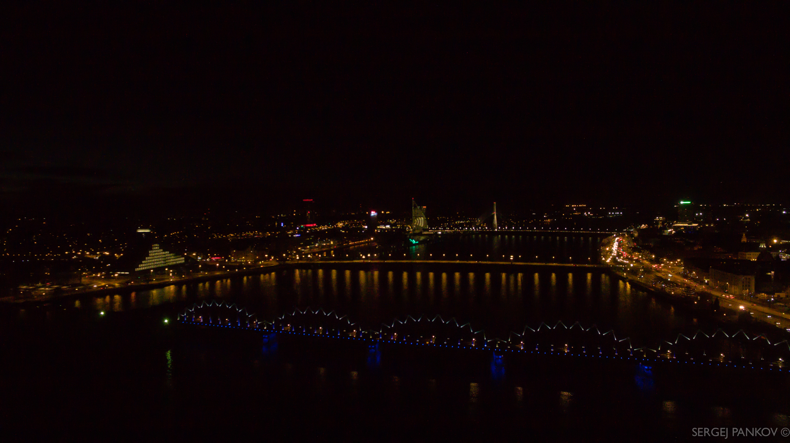 Riga at night - My, Riga, Latvia, DJI Phantom, Quadcopter, Night, The photo, Spi88, 