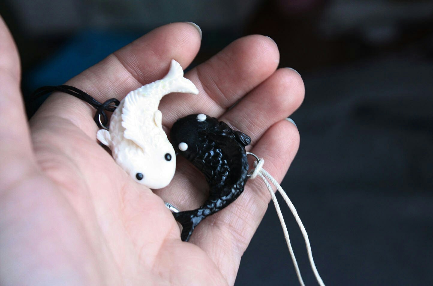 Paired Yin Yang fish pendants - My, Yin Yang, Needlework, Polymer clay, Tao, Friends, friendship, For friend, , Tag