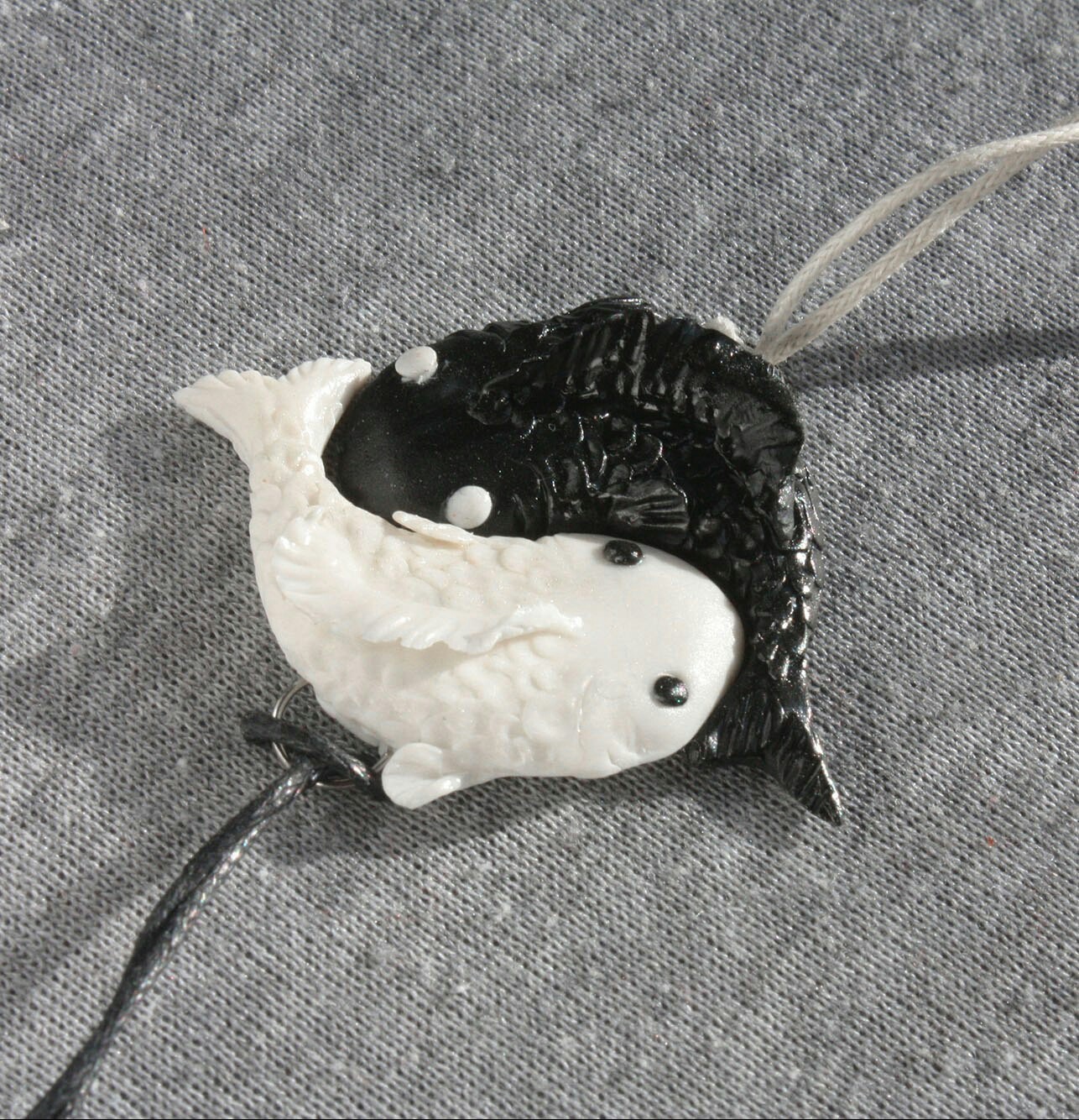 Paired Yin Yang fish pendants - My, Yin Yang, Needlework, Polymer clay, Tao, Friends, friendship, For friend, , Tag