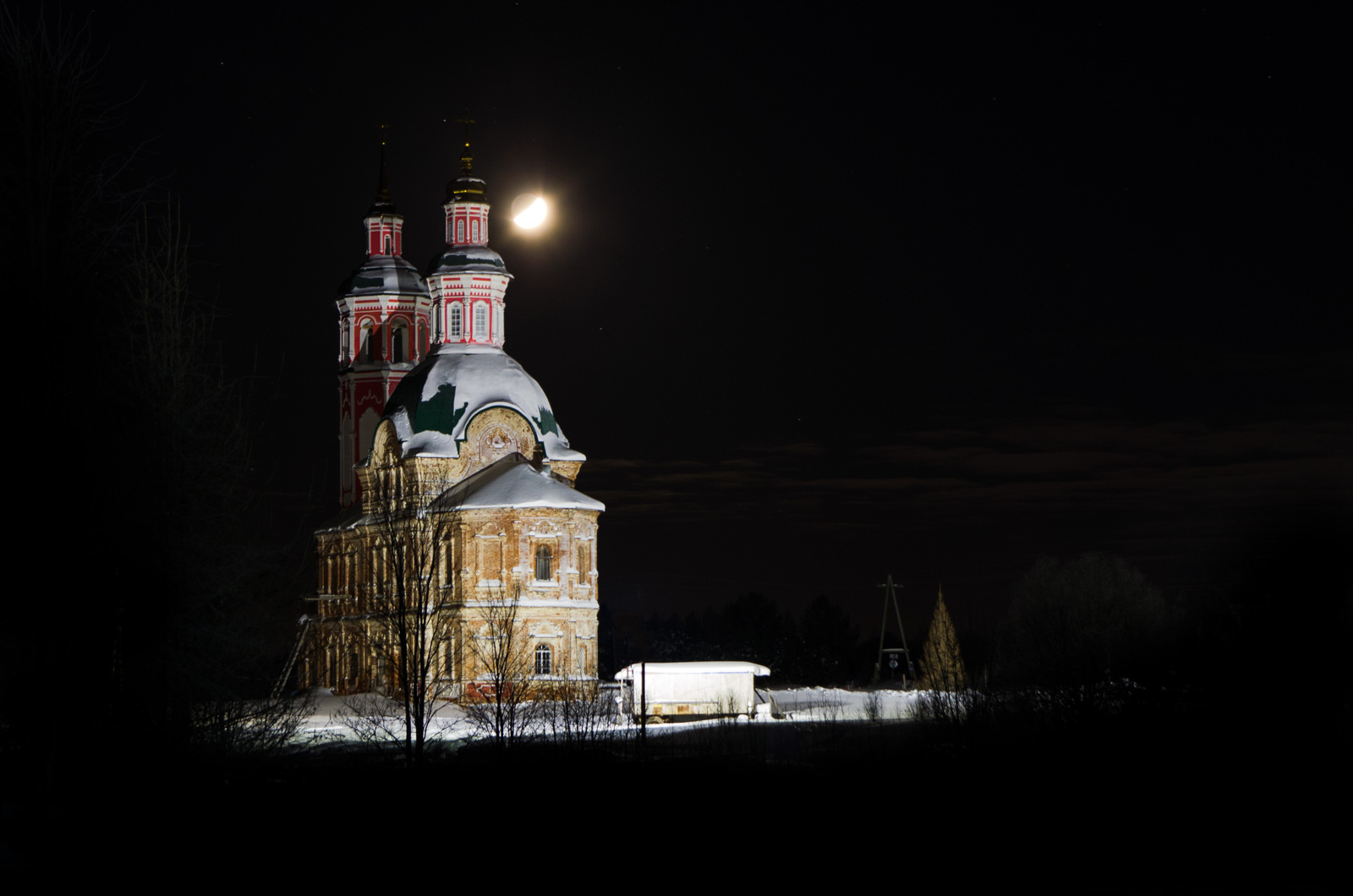 Church - My, The photo, Church, Kirov, moon, Night