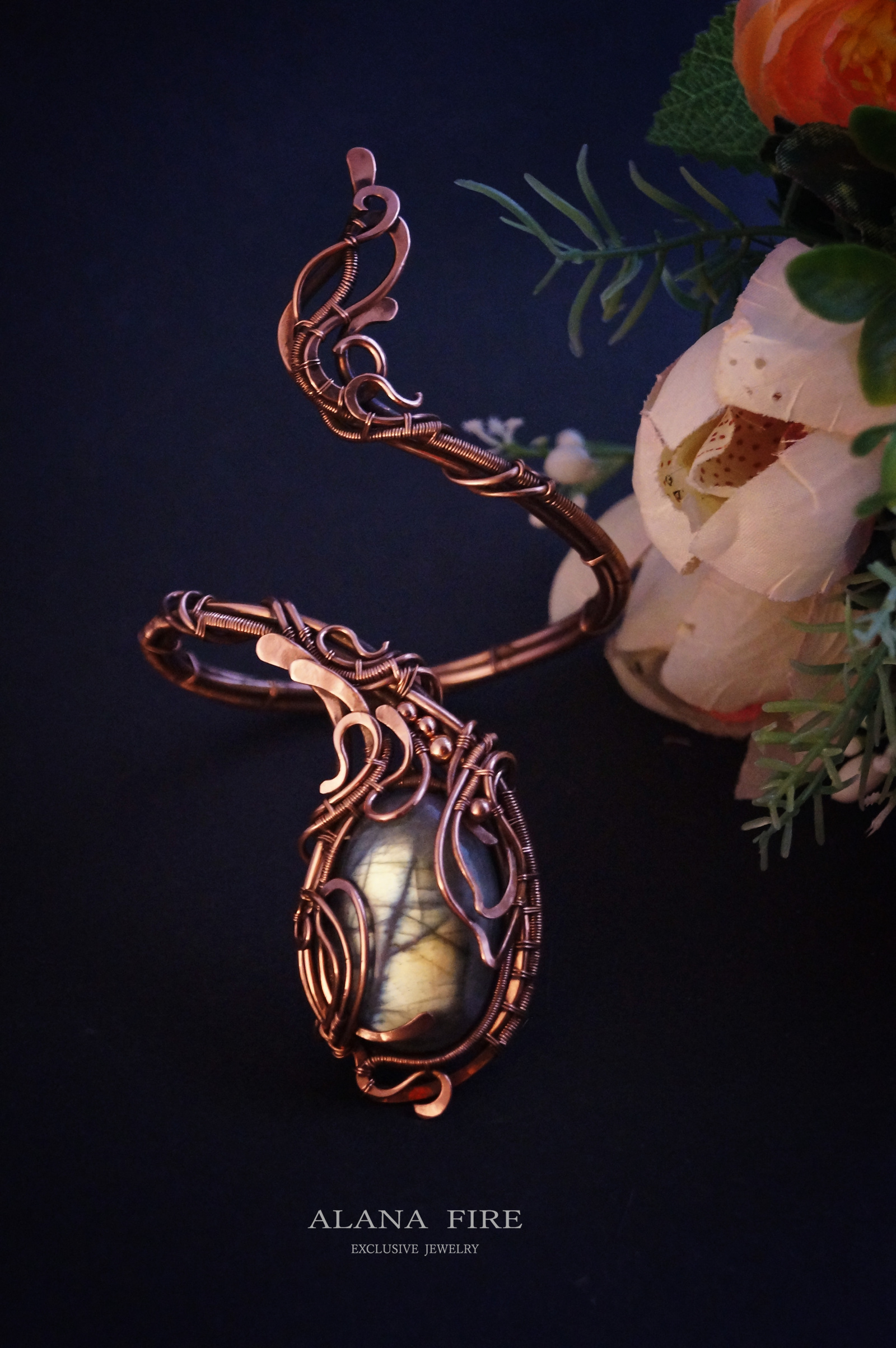 Neck loop :) - My, , , Wire wrap, , Handmade, Longpost, Decoration