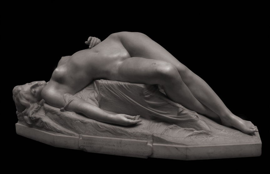 «La Jeune Tarentine», Alexandre Schoenewerk, Musee d'Orsay, Paris, France, 1871. - NSFW, Marble, Sculpture, Longpost