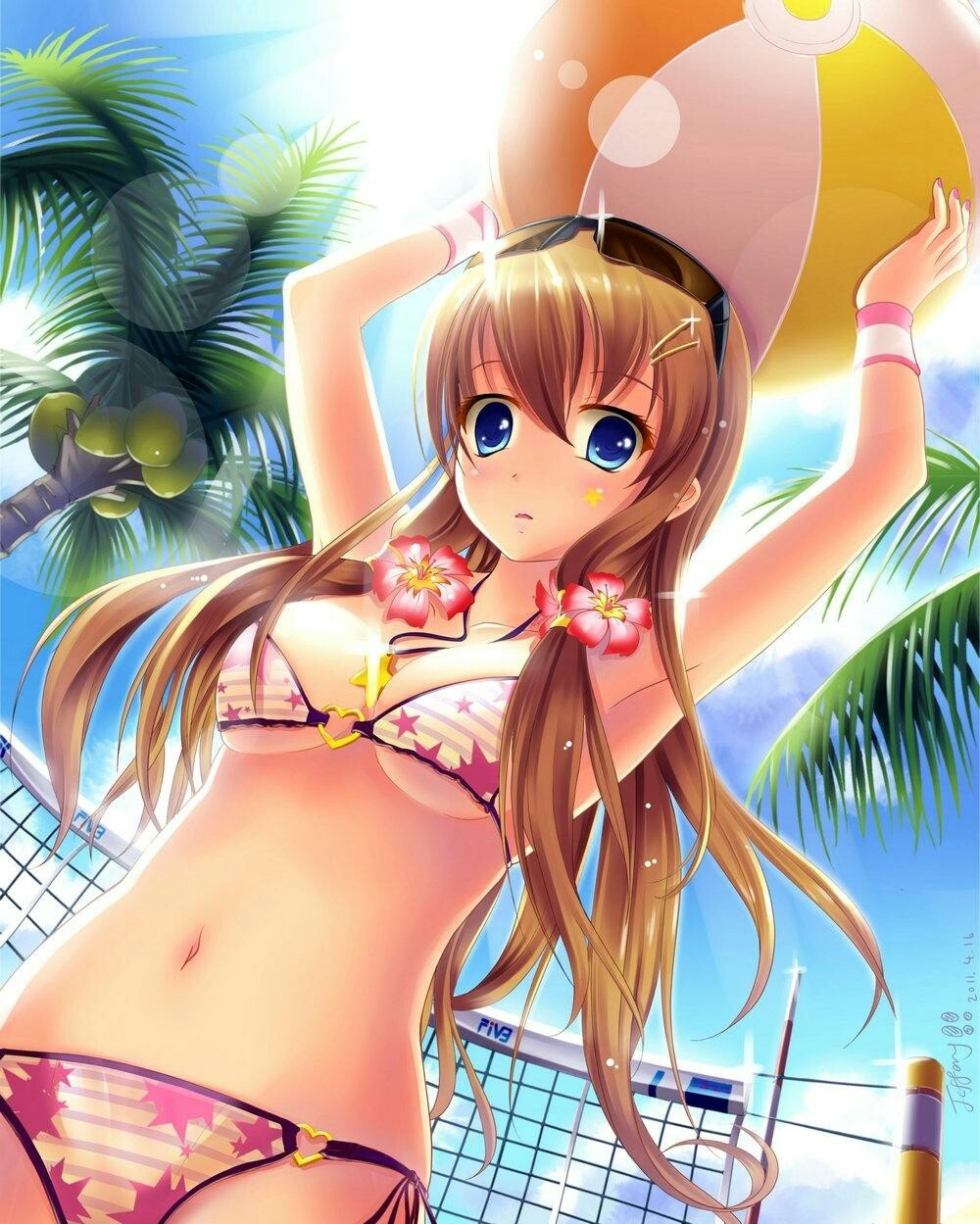 Summer, beach, swimwear and pants)) - NSFW, Anime, Art, Summer, Longpost