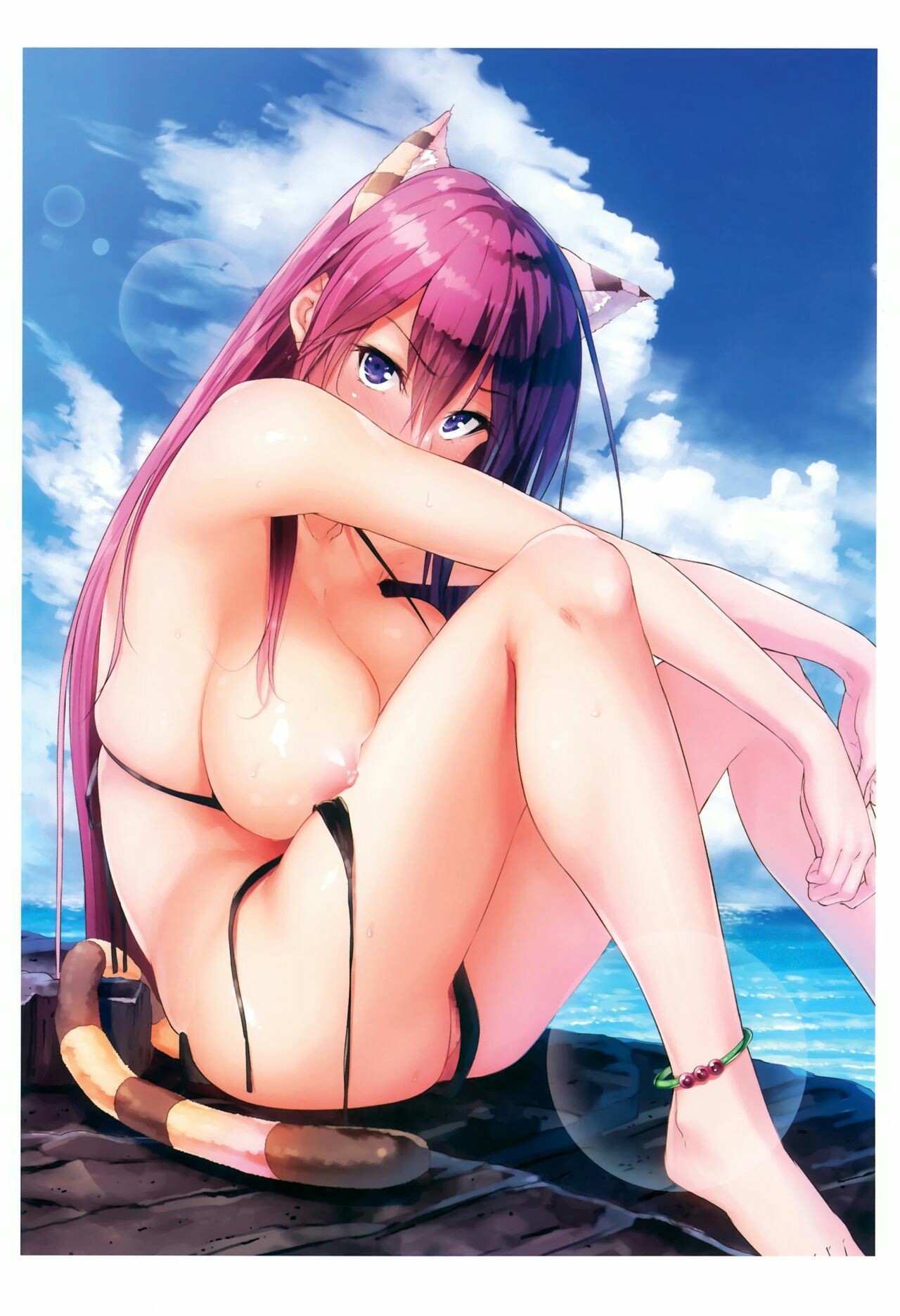 Summer, beach, swimwear and pants)) - NSFW, Anime, Art, Summer, Longpost