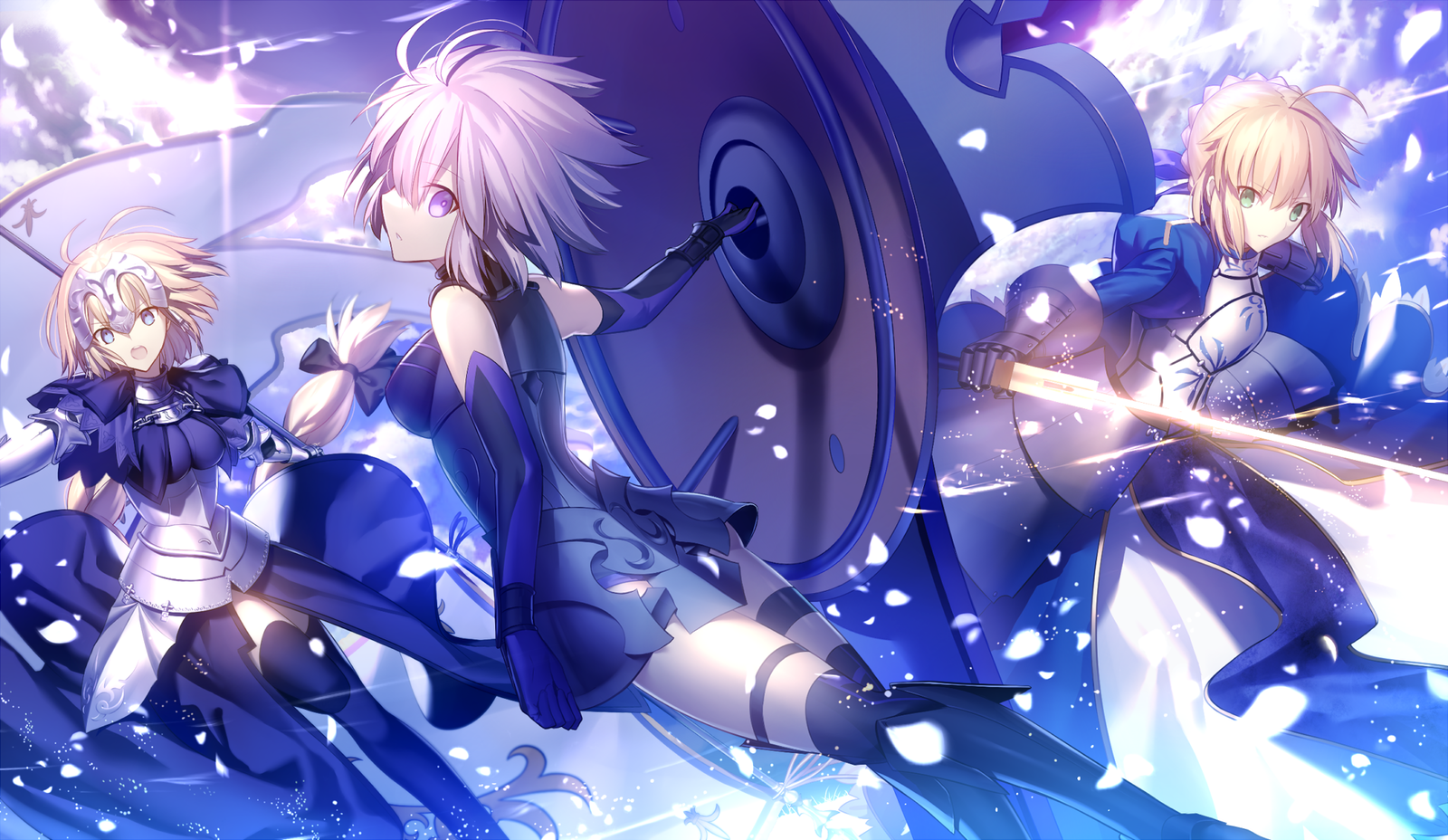 Слуги - Аниме, Anime Art, Fate, Fate Grand Order, Shielder, Ruler, Saber, Shinooji, Mashu Kyrielight