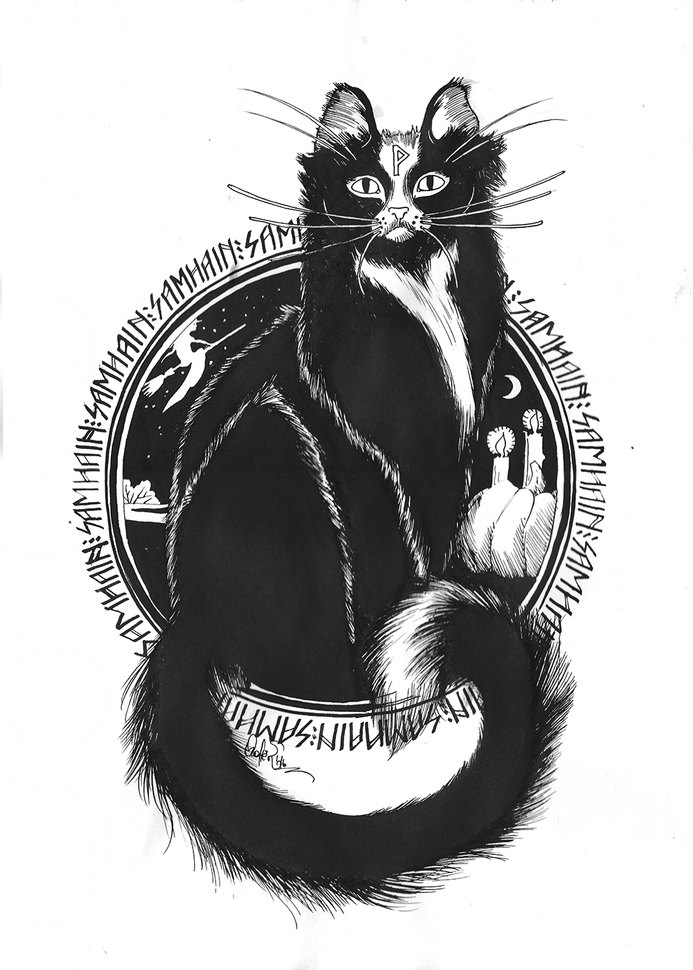 Samhain cat - My, cat, Creation, Graphics, Mascara, Wheel of the Year, Artist, Longpost