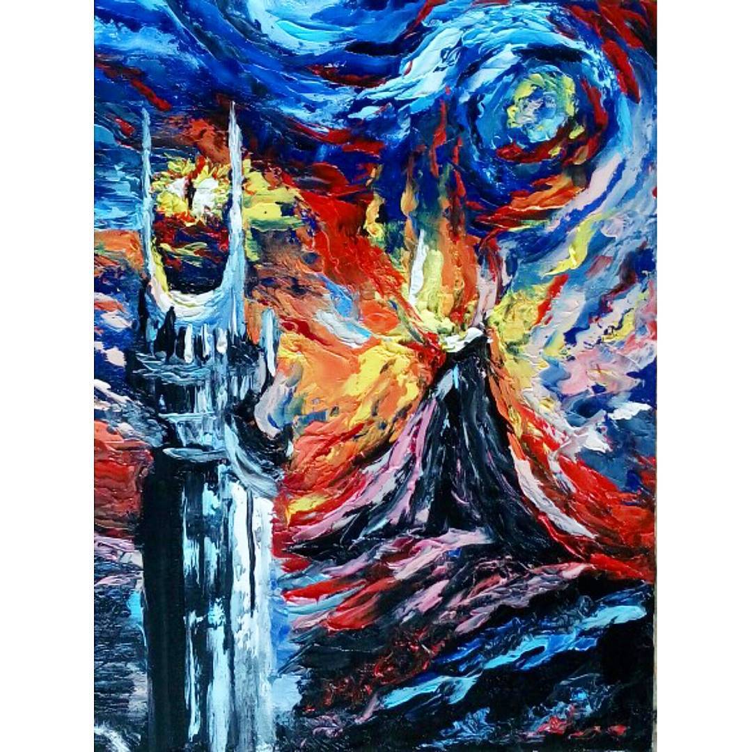 Barad-Dur - My, Barad-Dur, Lord of the Rings, , Art, Oil painting, Painting, Artist, Palette knife