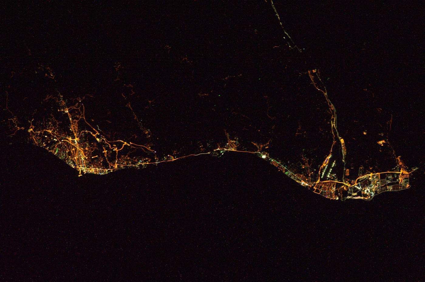 Night cities of the world, view from the ISS - Space, Town, Night city, ISS, Longpost