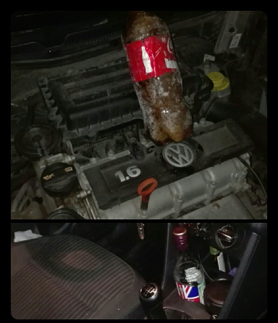 When cola for a snack - My, Coca-Cola, Freezing, Whiskey, Alcohol, Car, Volkswagen