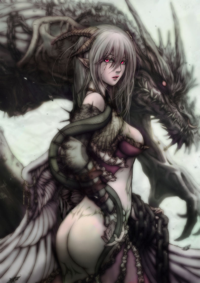 Dragon girl <3 - NSFW, Аниме, Anime Art, Monster Girl, Dragon Girl, Дракон