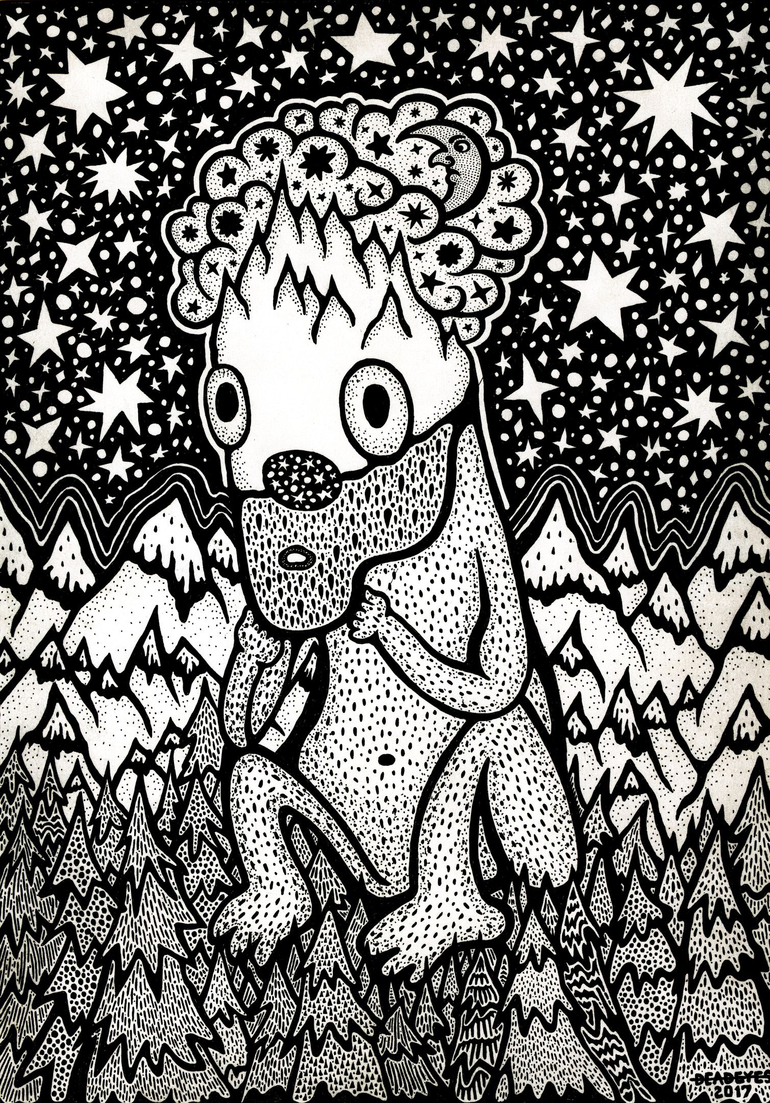 star sadness - My, Art, Drawing, Creation, My, Artist, Painting, Forest, Illustrations