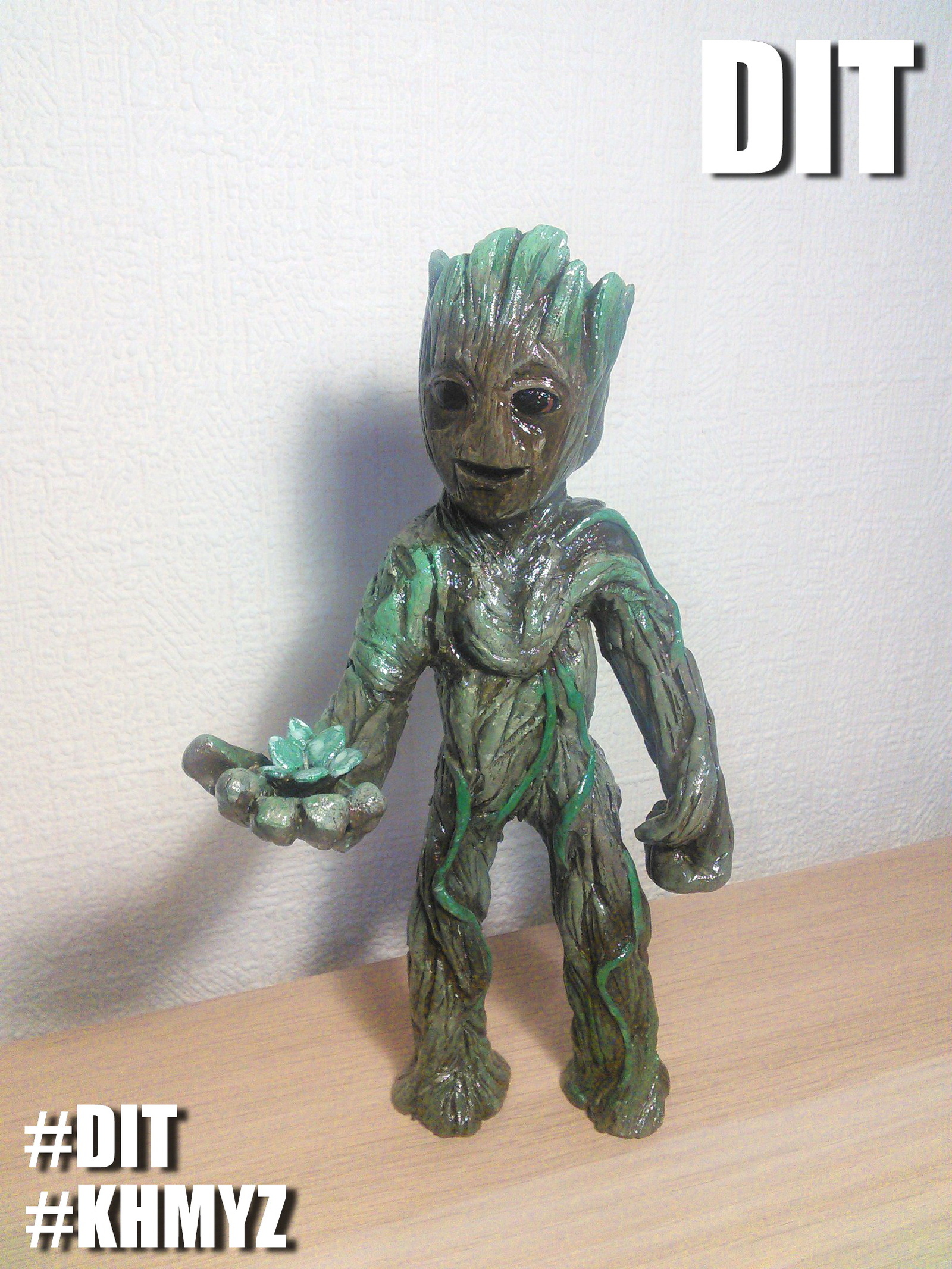 Малыш Грут из полимерной глины за 1 день - Моё, Baby groot, Imgroot, Marvel, Грут, Стражи Галактики, Стражи Галактики 2, Видео, Длиннопост